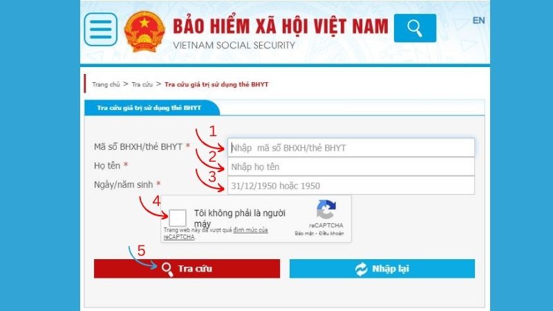 Tra cứu giá trị sử dụng thẻ bảo hiểm y tế theo các bước trên