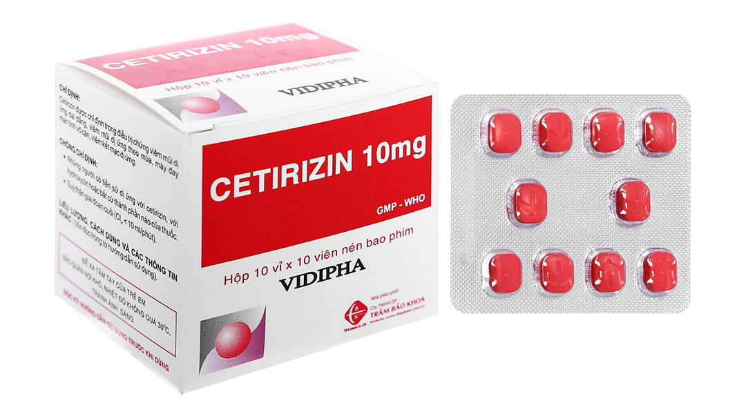 Thuốc trị mề đay Cetirizine 