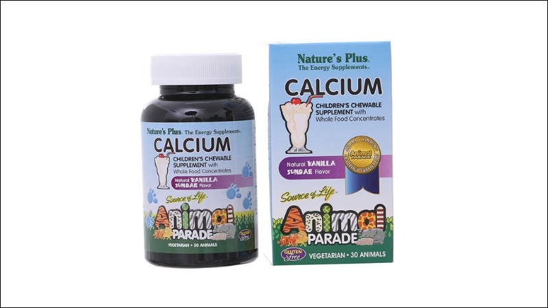 Sản phẩm Nature's Plus Calcium Animal Parade hỗ trợ bổ sung canxi cho trẻ