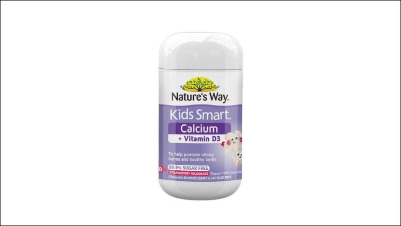 Viên nhai Nature's Way Kids Smart Calcium + Vitamin D3 Bursts - Hỗ trợ phát triển chiều cao