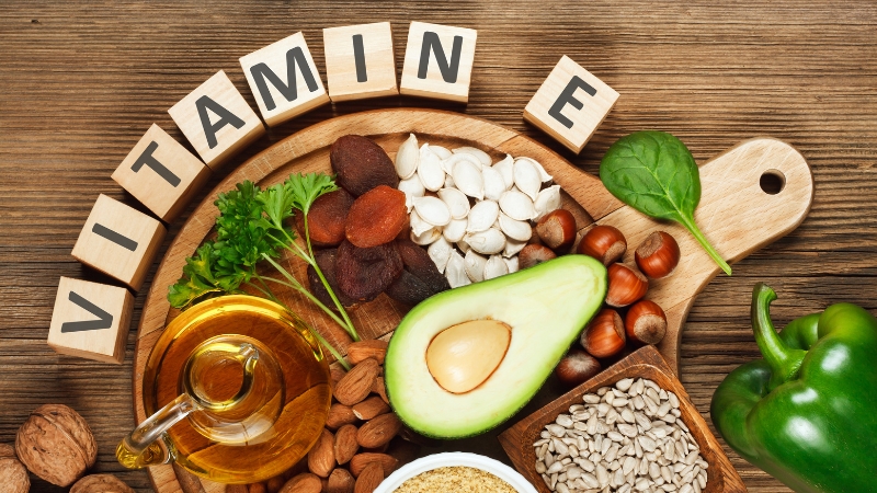 Vitamin E có nhiều trong các loại hạt, rau củ, trái cây, dầu thực vật