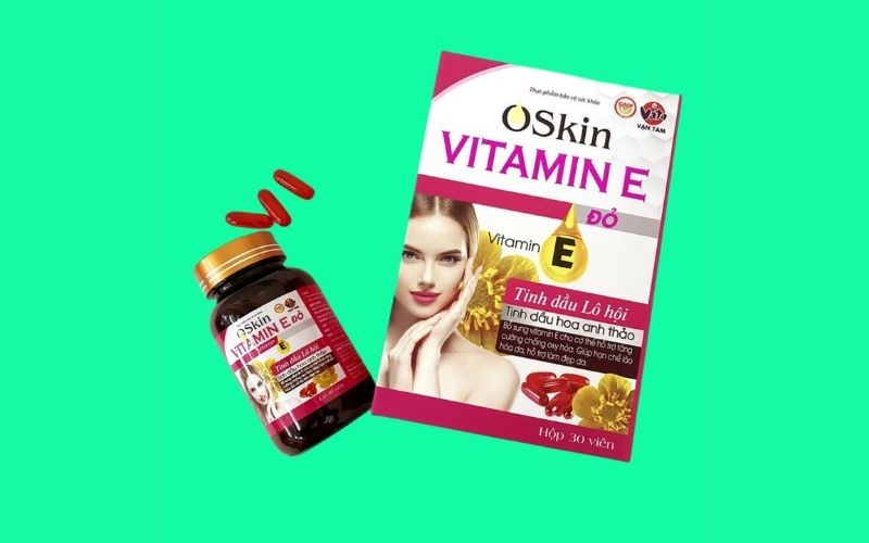 Mỗi viên vitamin E Oskin có thành phần đa dạng, giúp dưỡng da chắc khỏe