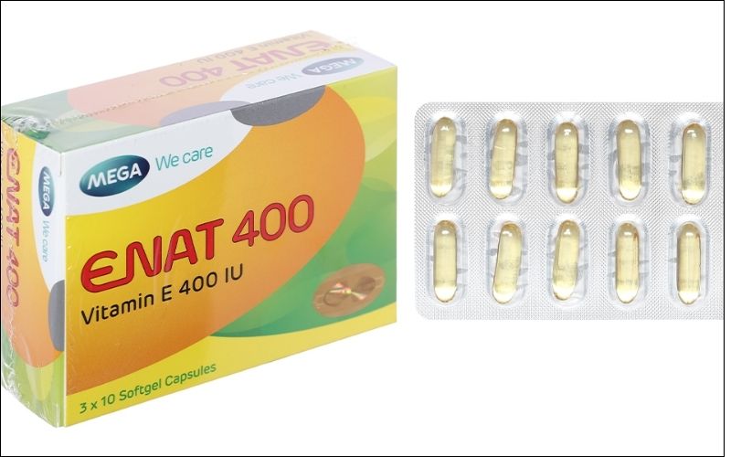 Viên uống Enat 400 có chứa 400 IU (180 mg) vitamin E